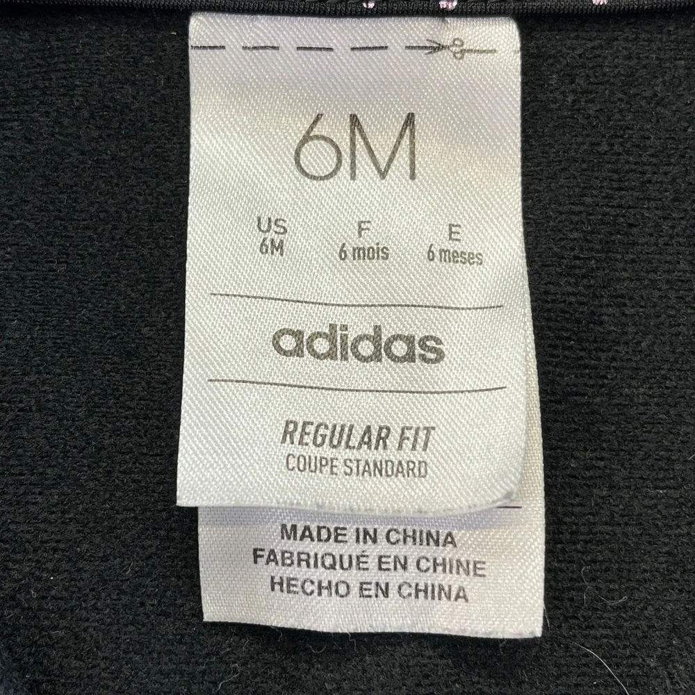 Adidas Girls 6M Black Pink Galaxy Metallic Foil Full Zip Track Jacket Mock Neck